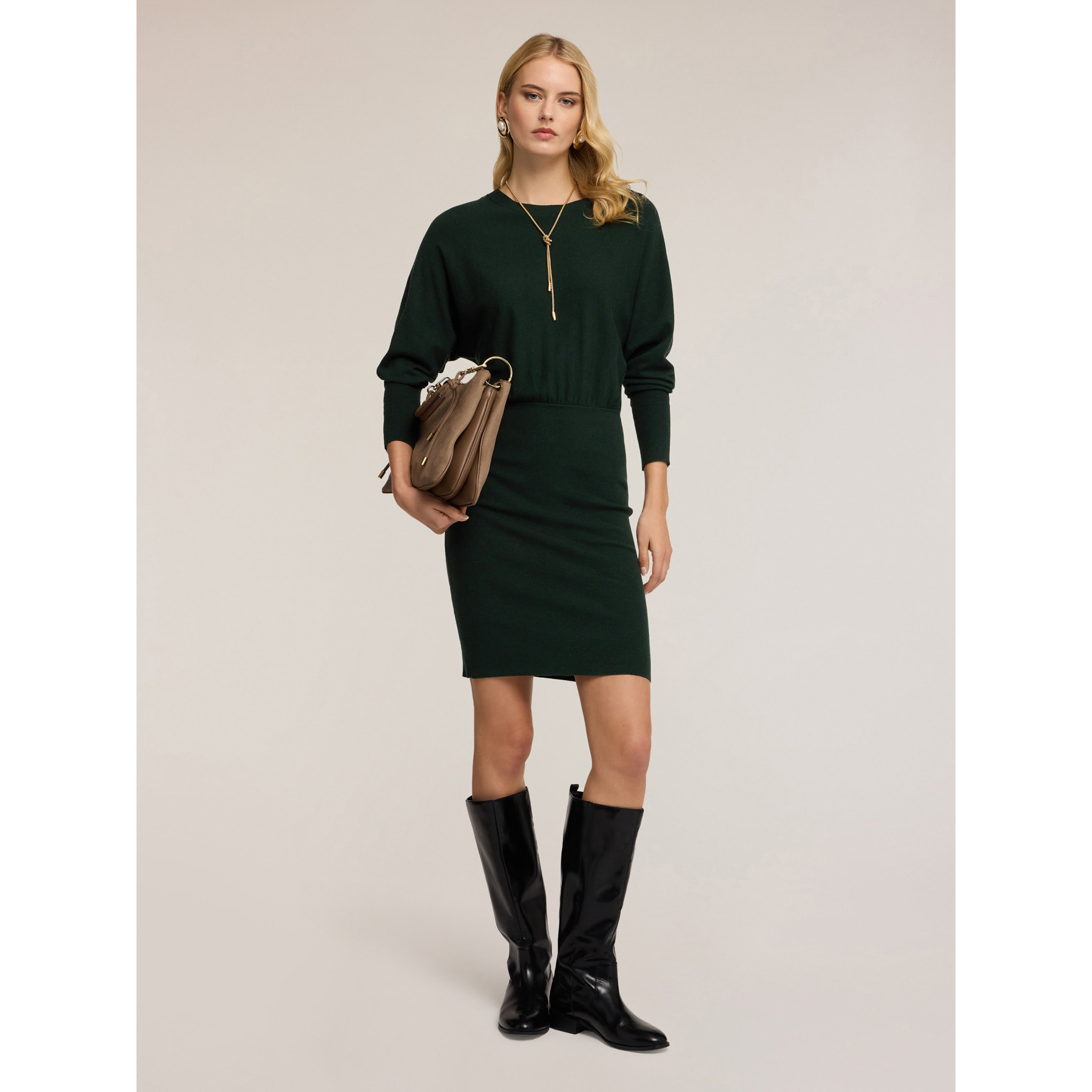 Motivi - Vestido de punto con mangas kimono - Verde