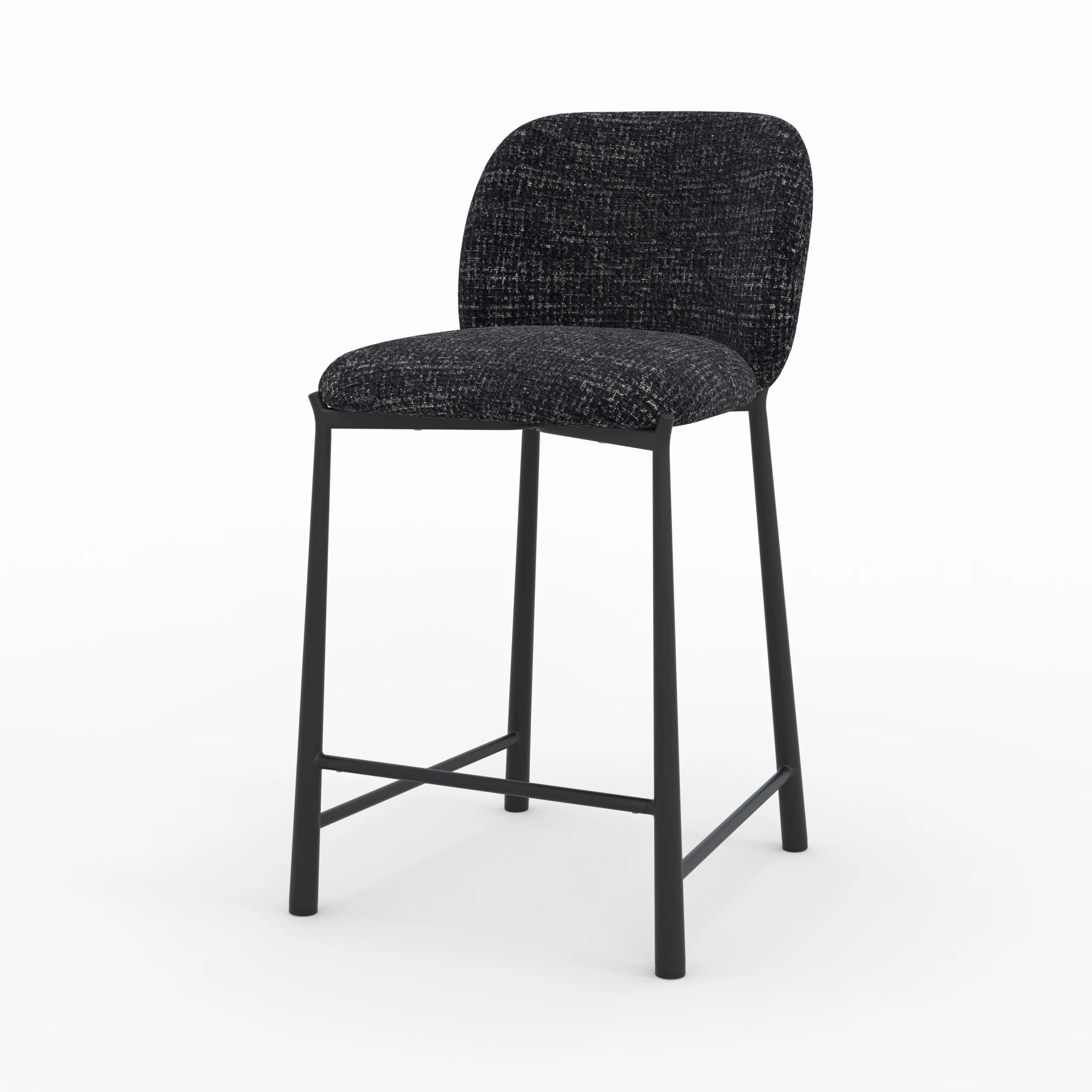 Lot de 2 chaises pour ilot central 65,5 cm en tissu texturé noir - Bento
