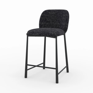 Lot de 2 chaises pour ilot central 65,5 cm en tissu texturé noir - Bento