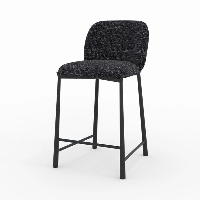 Lot de 2 chaises pour ilot central 65,5 cm en tissu texturé noir - Bento