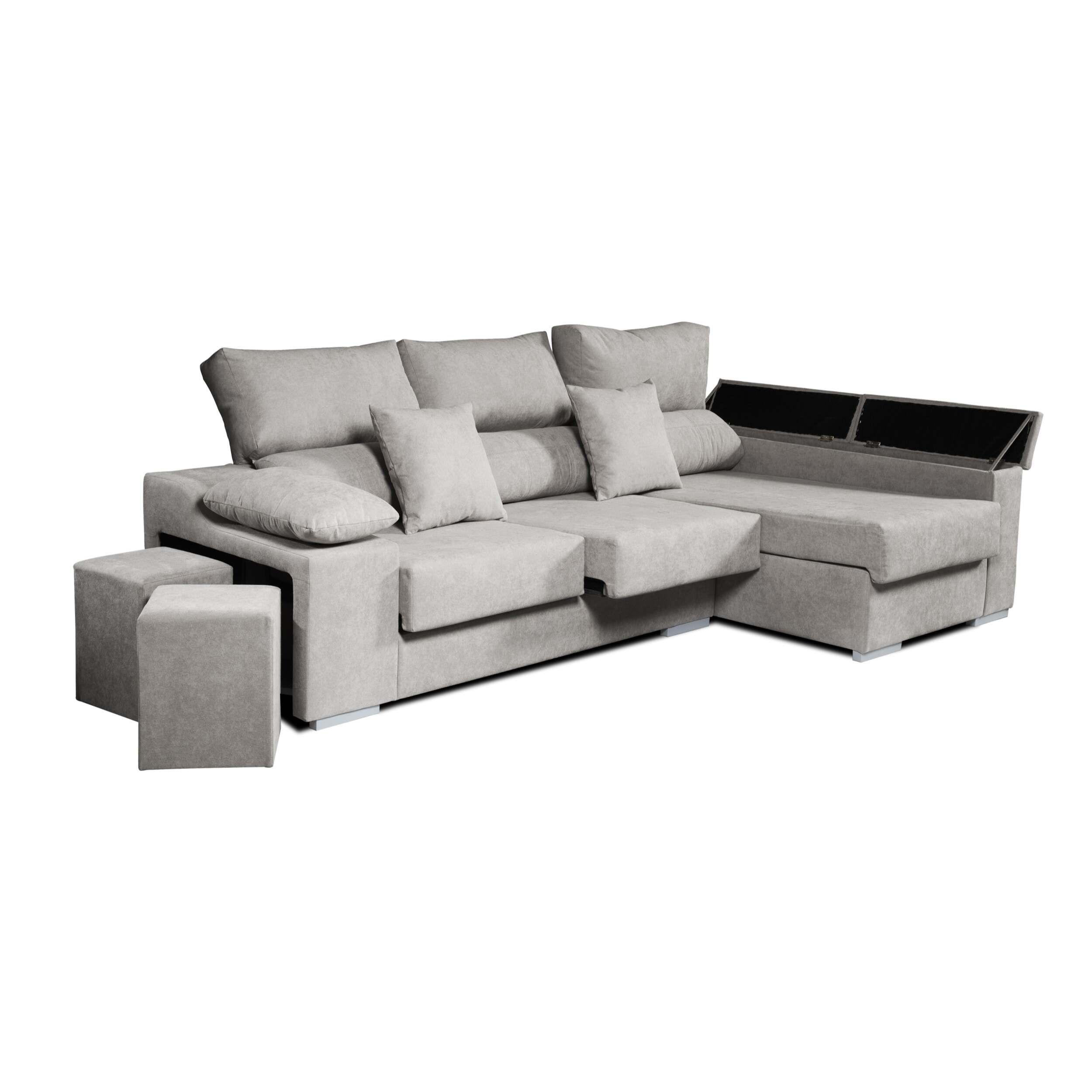 Sofá Chaiselongue Rubí de Tela Antimanchas Izquierda Color Gris