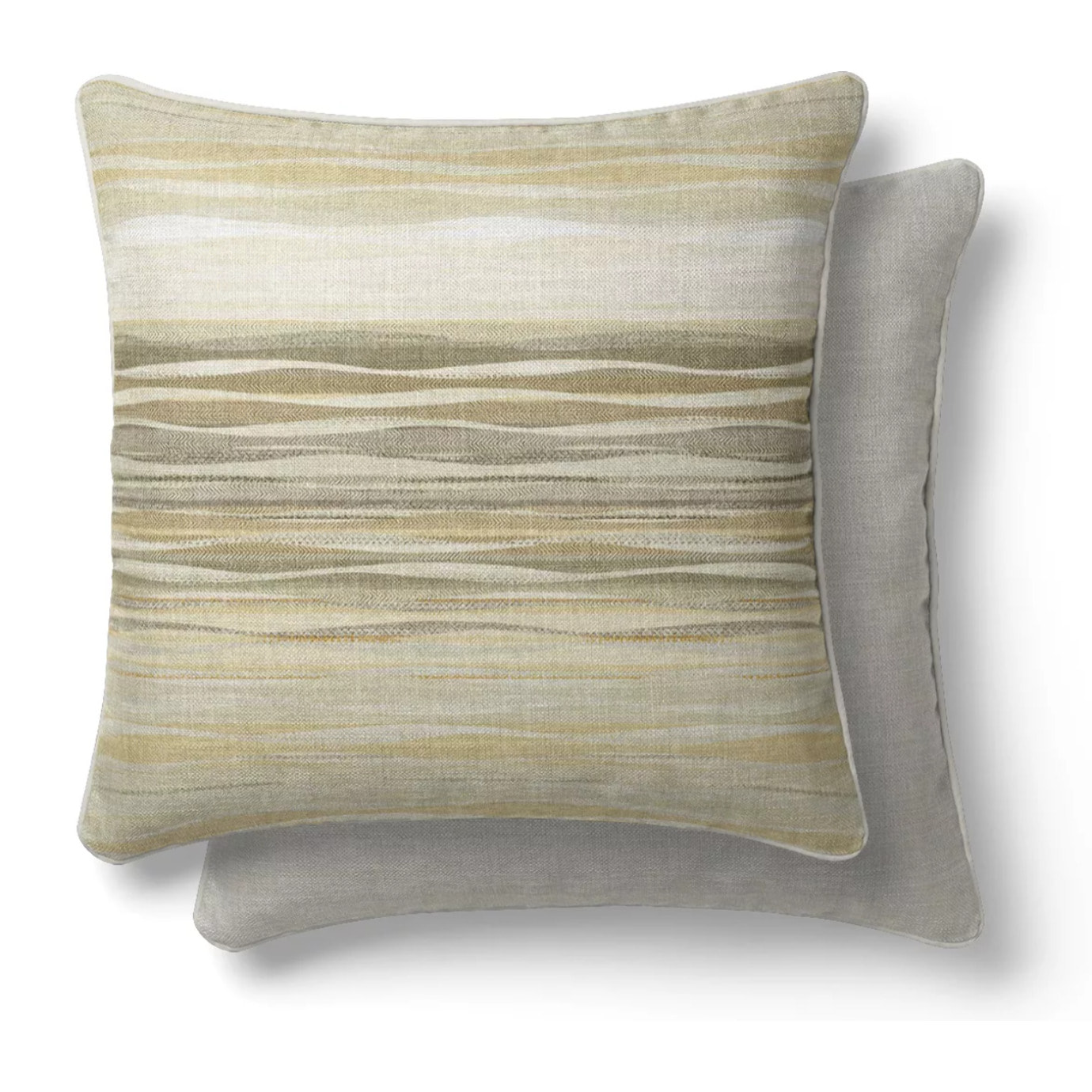 Housse de coussin satin de coton 115 g/m² imprimé jaune ecru Strates limoni