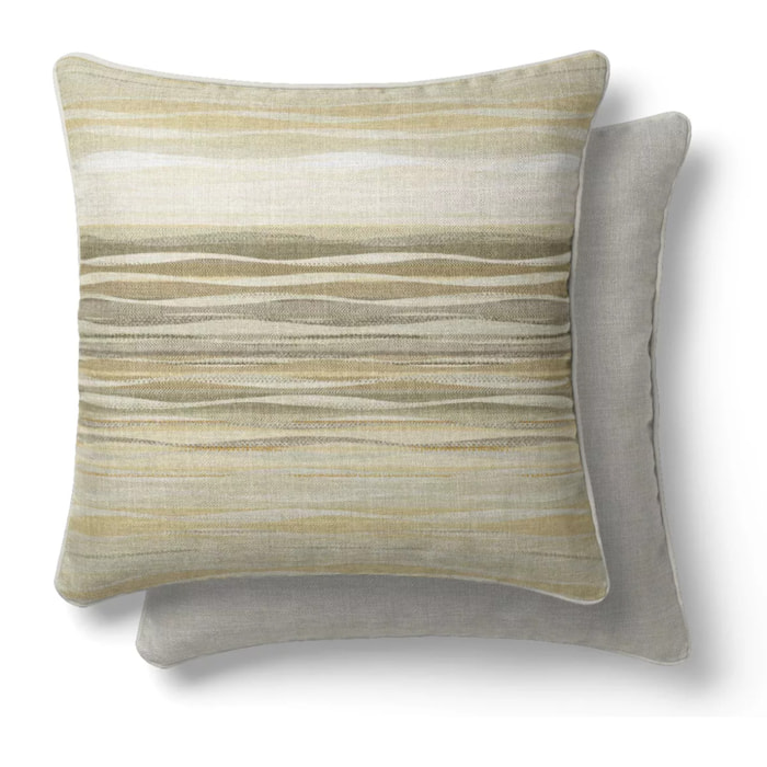 Housse de coussin satin de coton 115 g/m² imprimé jaune ecru Strates limoni