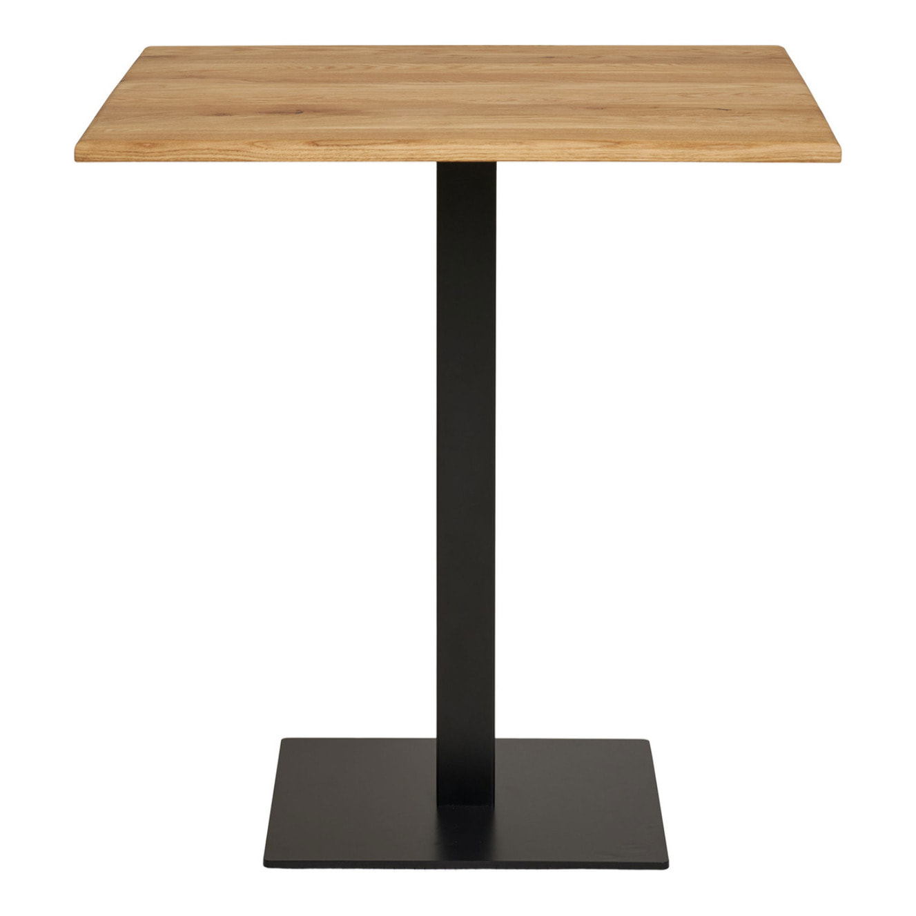 Tavolo bistrot Lignano in rovere naturale con base in metallo nero 70x70x75 cm