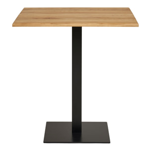 Tavolo bistrot Lignano in rovere naturale con base in metallo nero 70x70x75 cm