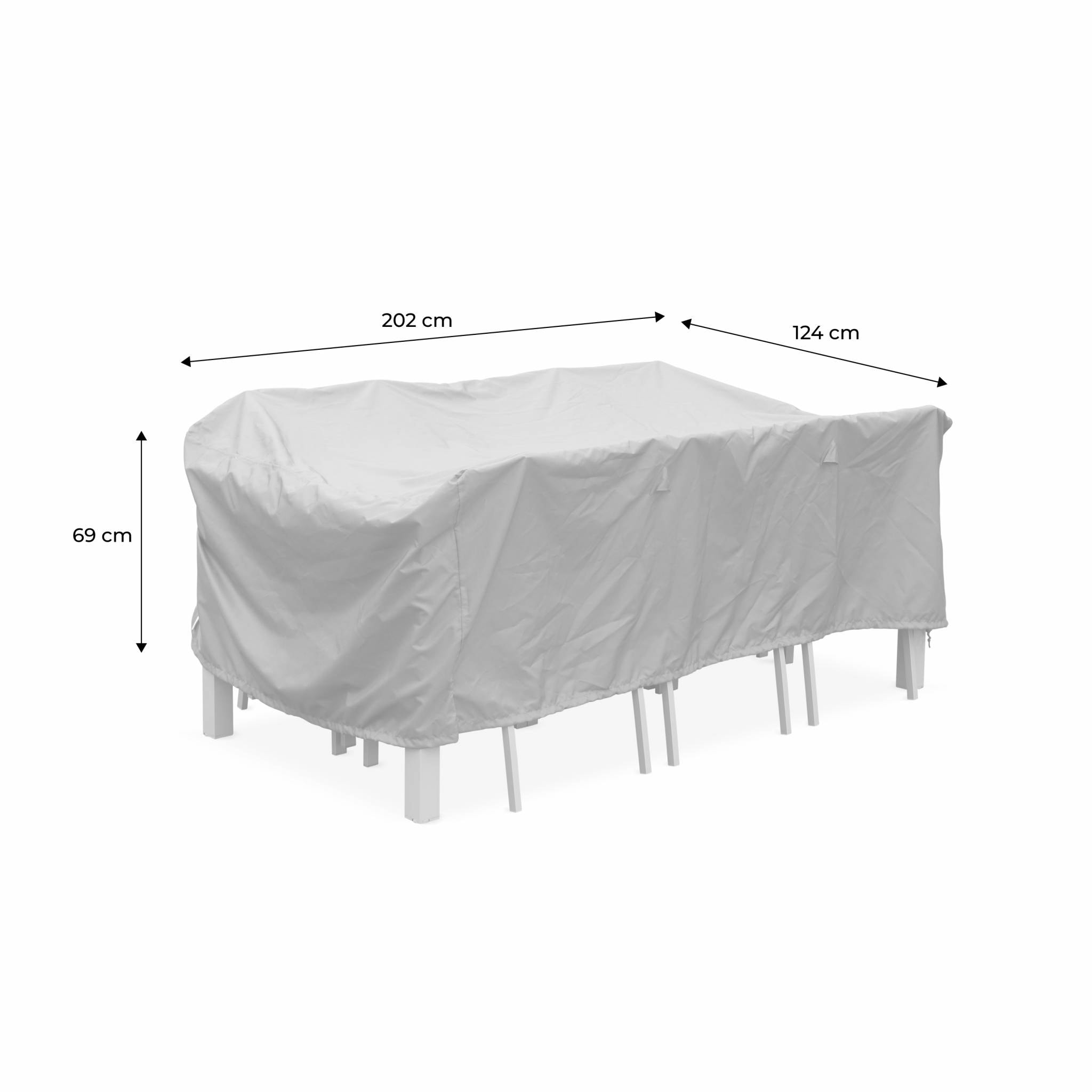Housse de protection 202x124cm gris foncé - Bâche rectangulaire en polyester enduit PA pour table de jardin Philadelphie ou Capua 180