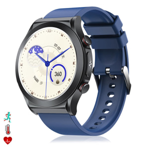 DAM Smartwatch TK21P. Terapia de moxibustión magnética. Ácido úrico y lípidos, ECG , glucosa en sangre, temperatura, O2 y tensión. 4,6x1,2x5,2 Cm. Color: Azul Oscuro