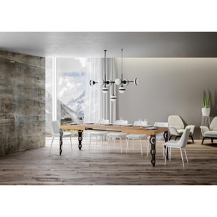 Mesa extensible 90x200/304 cm Karamay Roble Natural estructura Antracita