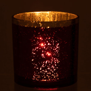 J-Line photophore Bord Dore - verre - rouge/or - large