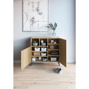 Zapatero Moss melamina roble dorado puerta vallado pata grafito 87x90x27 cm