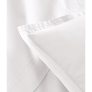 Parure de lit Housse de couette + Taie rectangle en percale de coton, PREMIÈRE, Blanc