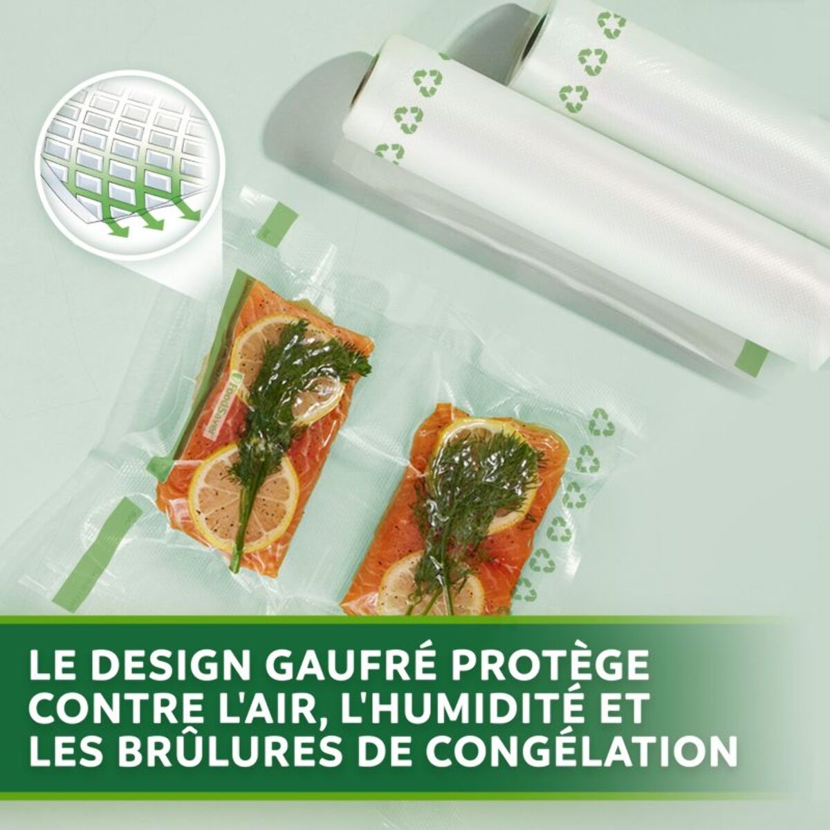 Sac sous vide FOOD SAVER FSRE2002X01 2 rouleaux 20cm X 4.5m