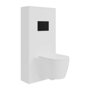 Pack Wc Suspendido + Bastidor + Caja Blanca | Inodoro Blanco Mate | Pulsador Negro | Cisterna Empotrada | Tapa Amortiguada | Alday