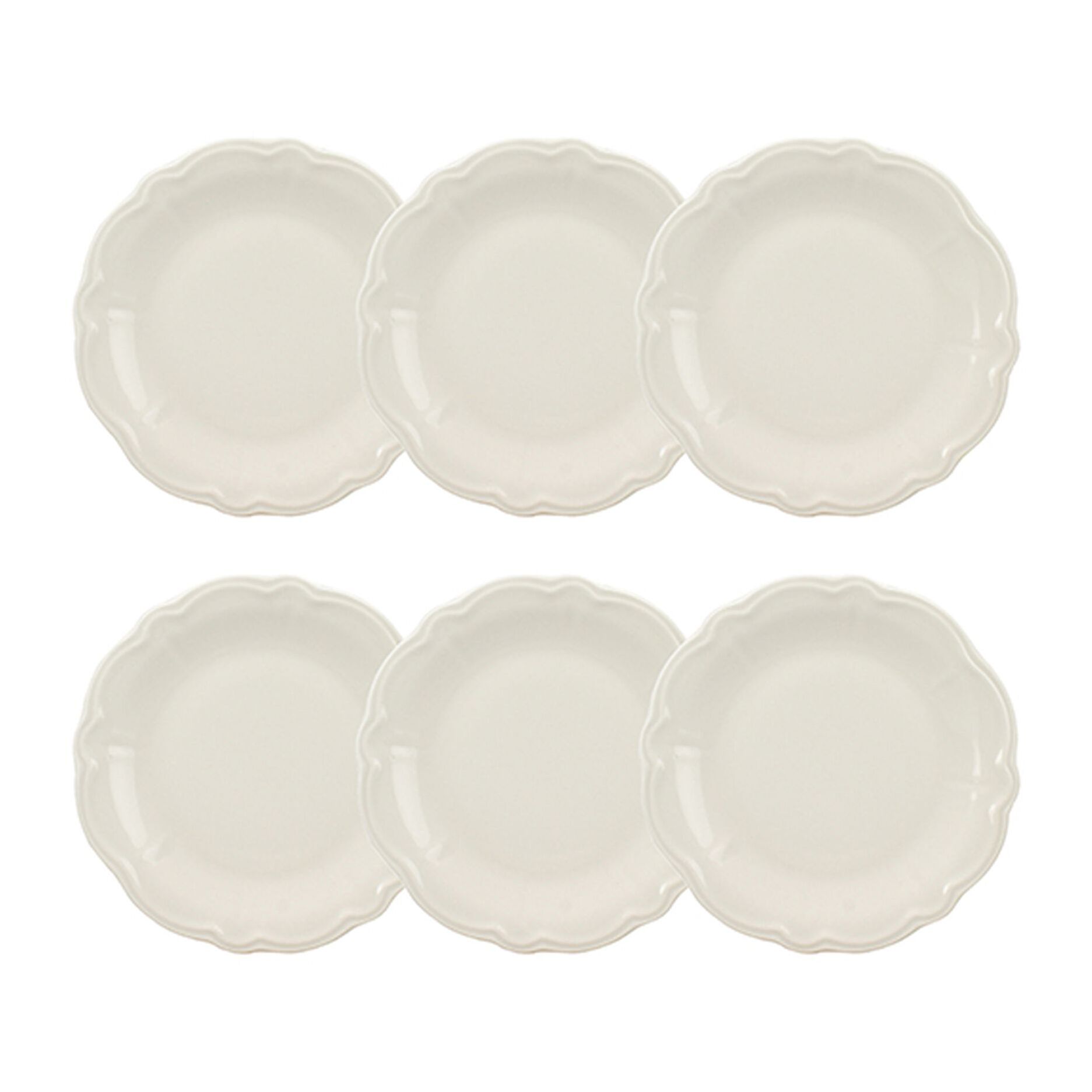 Lot de 6 assiettes à dessert en grès blanc 20cm CHARLOTTE