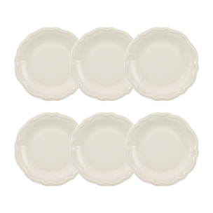 Lot de 6 assiettes à dessert en grès blanc 20cm CHARLOTTE