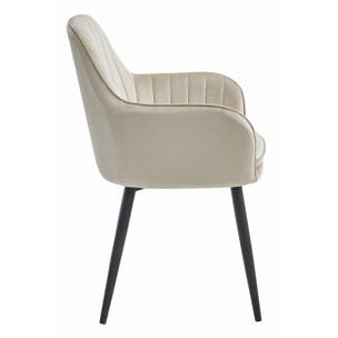 Set di 2 sedie LUGO in velluto beige con gambe nere