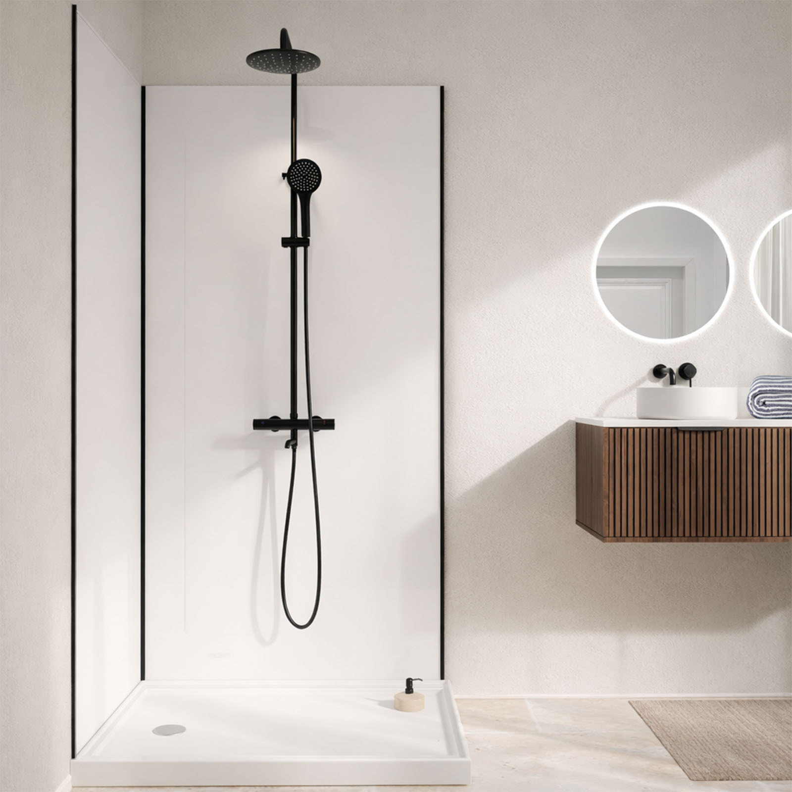 Pack 2 Panneaux Muraux en Aluminium Blanc 80+120x210cm + Profilés Noir - WALL'IT