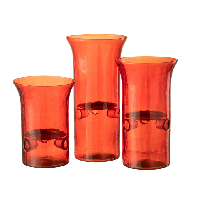 J-Line photophore Bord - verre/métal - rouge - set van 3