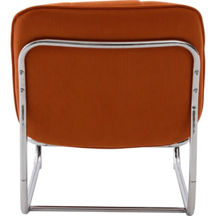Fauteuil en velours côtelé et piètement chromé - MARVIN