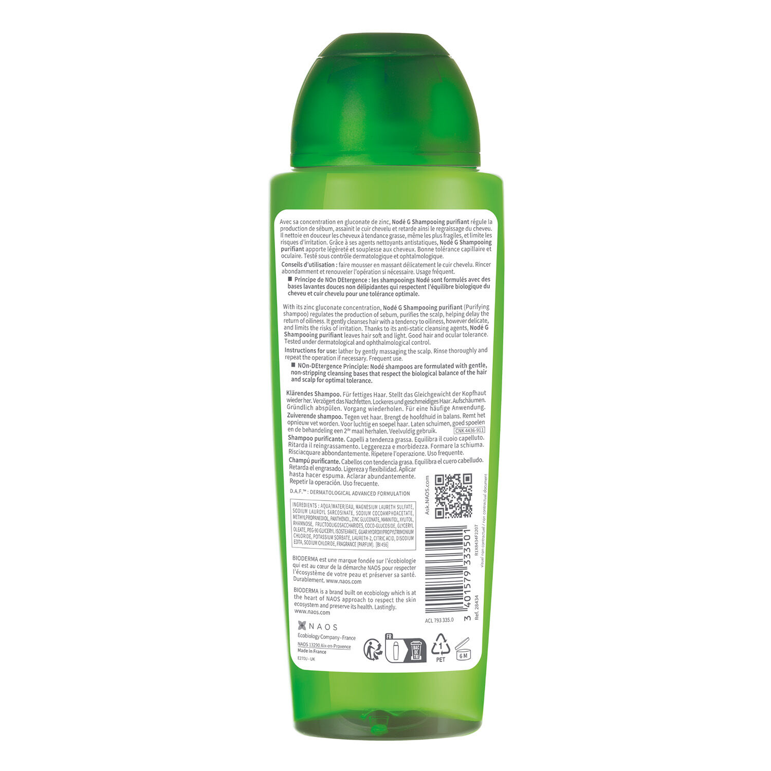 Nodé G Shampooing Purifiant - Cheveux à Tendance Grasse 400 ml