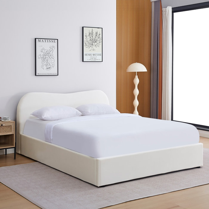 Lit avec tête de lit en velours - NINON