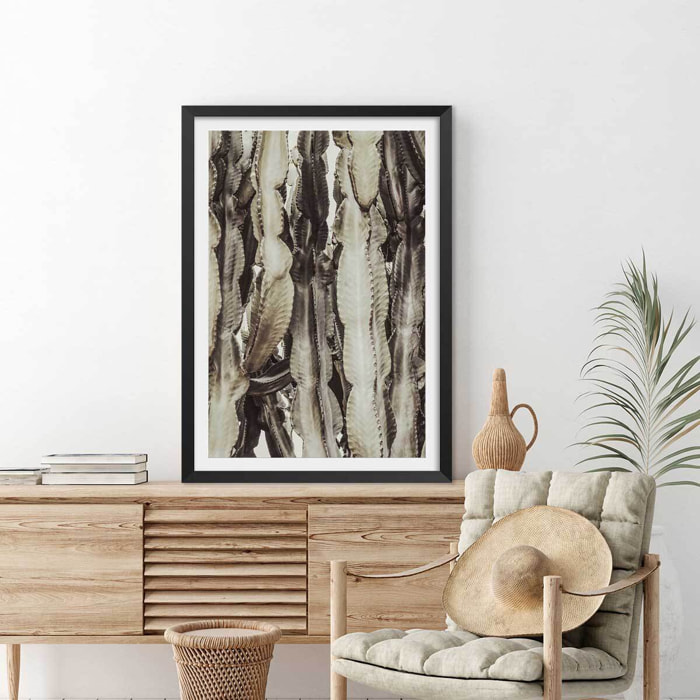 Poster cactus mood Affiche + cadre en bois - Noir