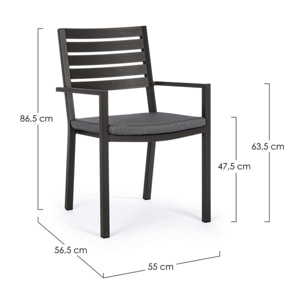 Set 4 sedie da giardino MURGIA con cuscino sfoderabile in tessuto e struttura in alluminio antracite