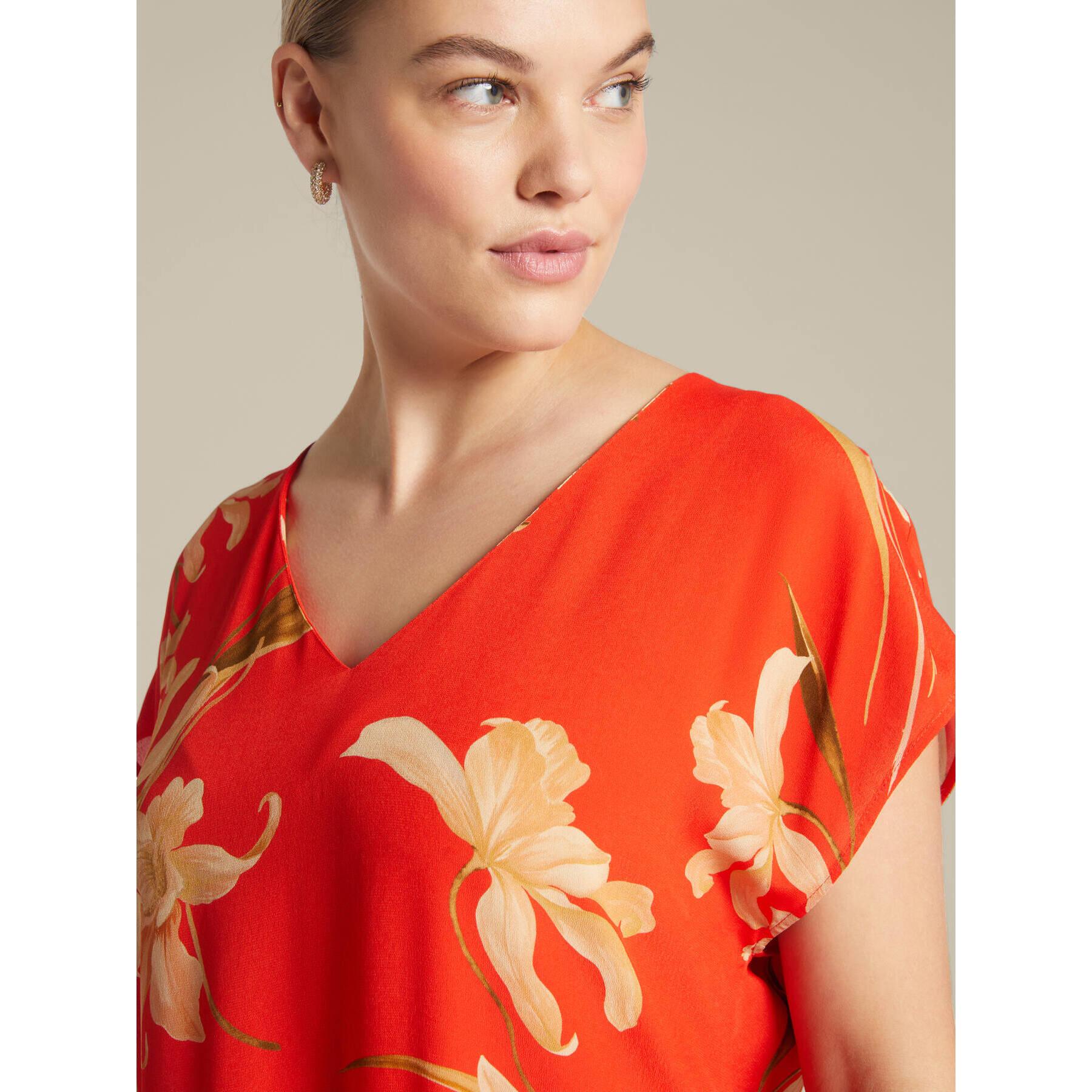 Elena Mirò - Blusa stampata in crêpe de chine - Rosso