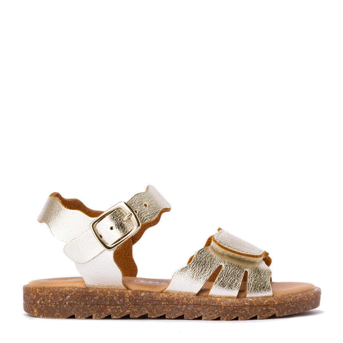 Sandalias De Niña Tira Adherente Platino