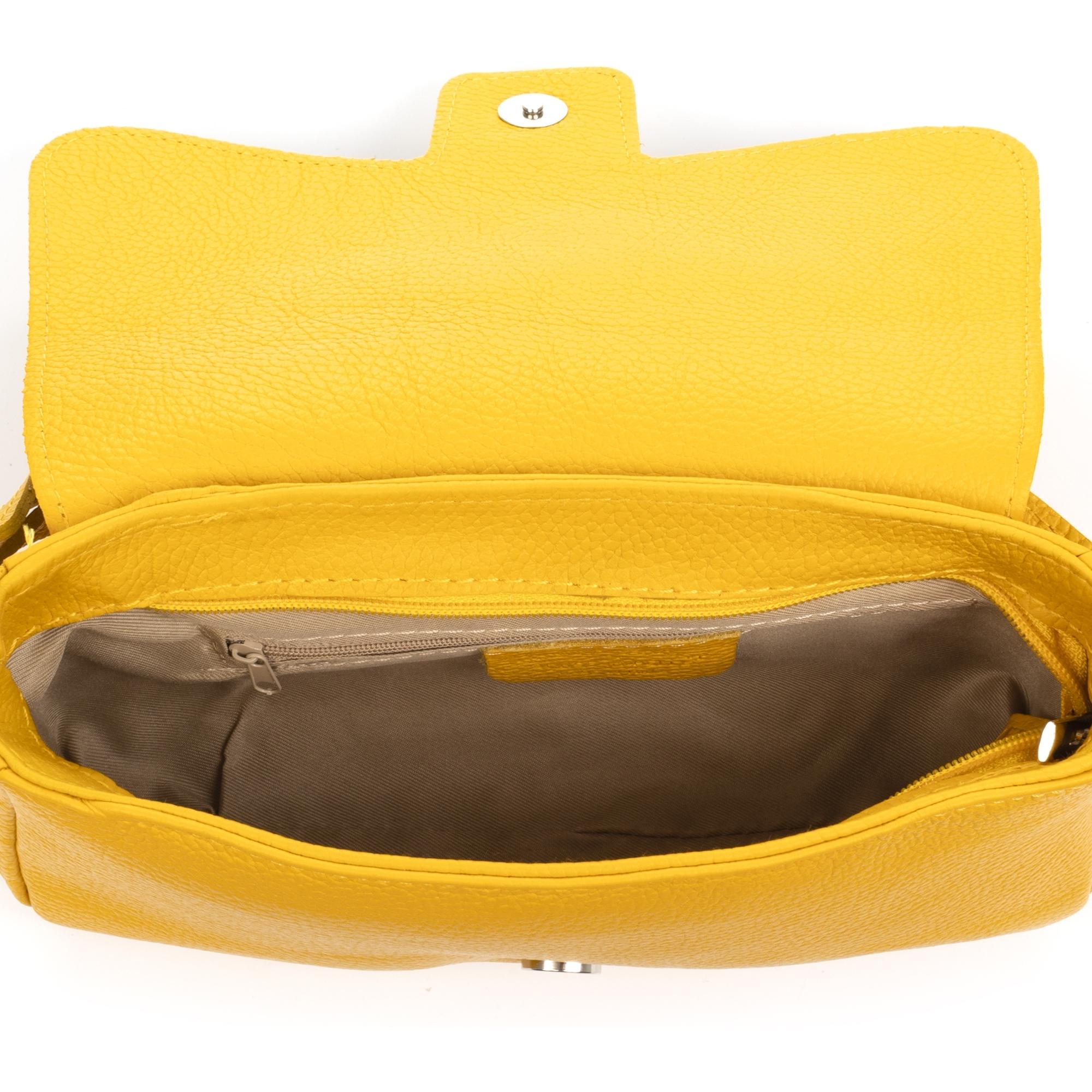 FIRENZE ARTEGIANI Arcade bolso bandolera mujer. Piel auténtica acabado Dollaro. Fabricado en Italia 26x6x15 Cm. Color: Amarillo