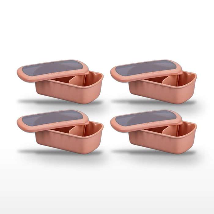 Lot de 4 Lunchbox Terracotta à compartiment réglable sans BPA Fackelmann Storage