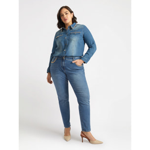 Fiorella Rubino - Jeans girl fit con catene - Blu