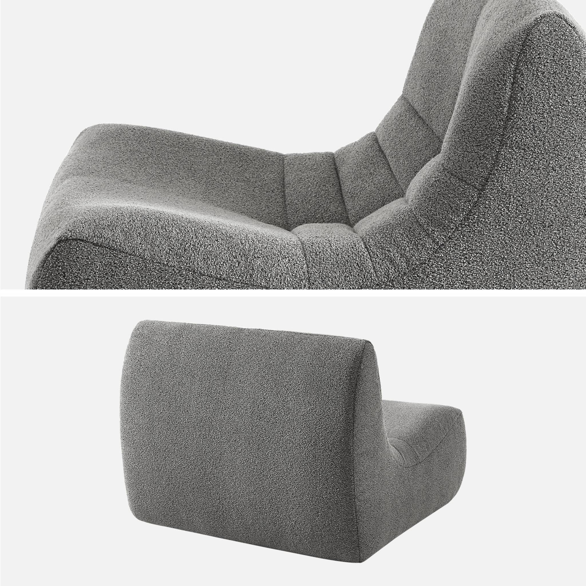 Fauteuil chauffeuse en bouclette texturée gris style contemporain 1 place
