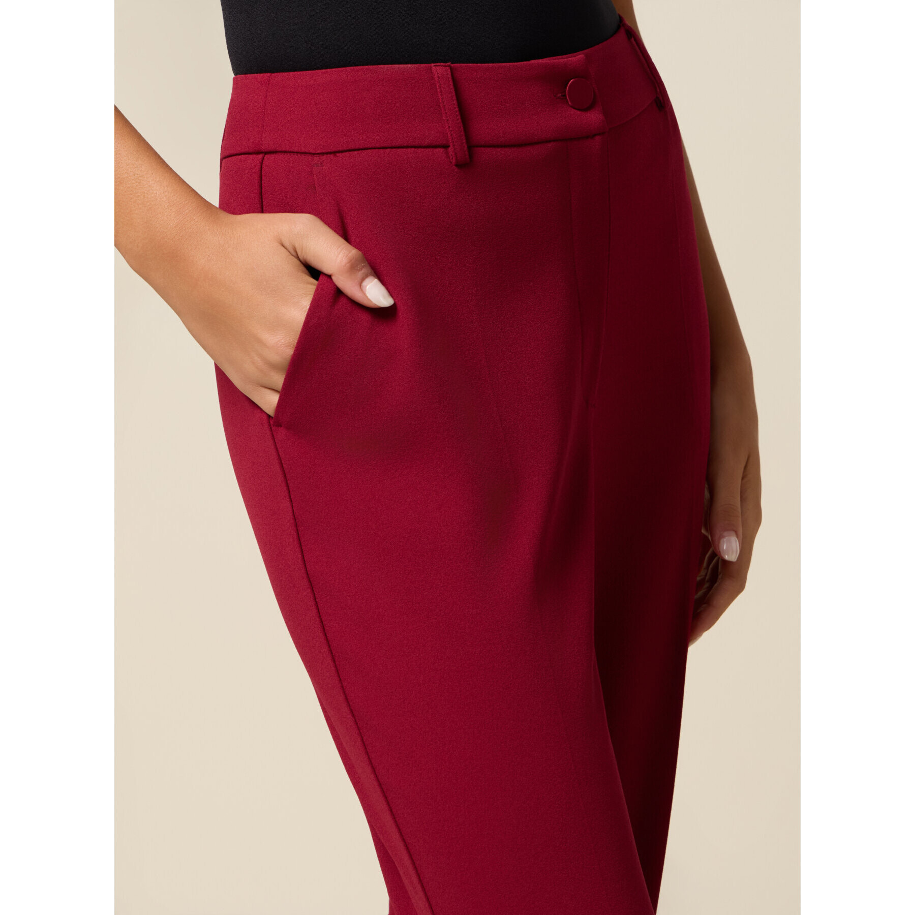 Oltre - Pantalones cropped de tejido crepé - Burgundy