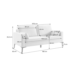 Canapé 3 places pieds métal velours côtelé BJORN