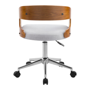 Chaise de bureau pivotante et réglable en bois et tissu gris - Louis