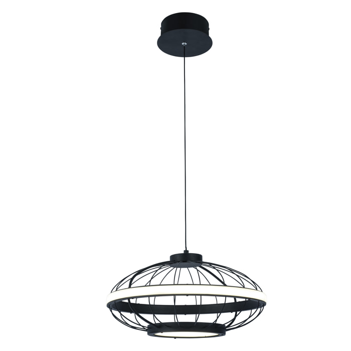 Forlight Colgante Cercle LED 22W Blanco Neutro - 4000K Negro para Interior de Techo en Comedor, Salón, Cocina