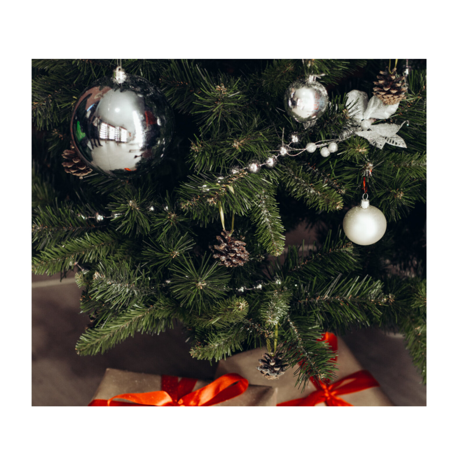 Coffret maisonnette de 12 boules argentées