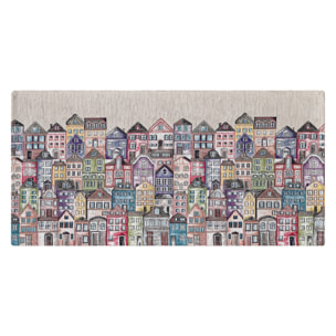 Tappeto Jacquard Ideale Cucina Ingresso Made In Italy Antiscivolo, Lavabile, Morbido Disegno Village By Suardi