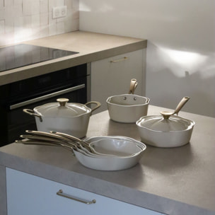 Casserole en aluminium recyclé beige 20cm en forme de fleur DAHLIA