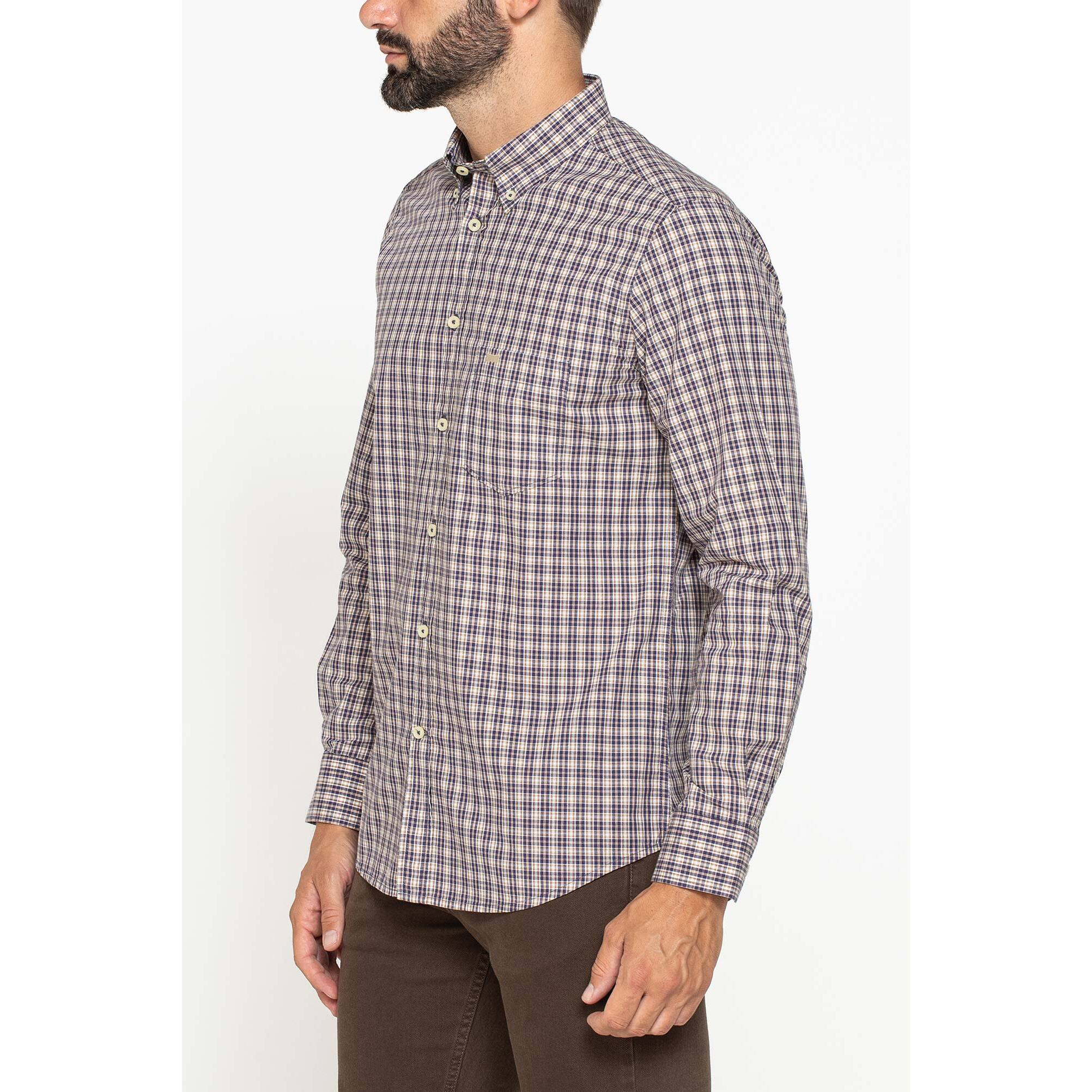 CAMICIA FANTASIA TINTO FILO CON COLLO BUTTON-DOWN