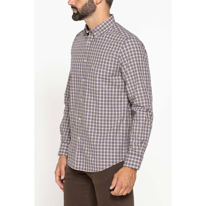 CAMICIA FANTASIA TINTO FILO CON COLLO BUTTON-DOWN