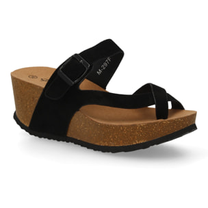 Sandalia Mujer cómoda con cuña y hebilla