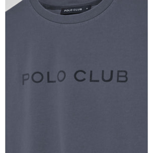 Camiseta Apolo garment dyed azul marino con logo Polo Club aterciopelado
