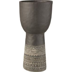 J-Line cache-pot Creux Etnhic - ciment - gris - large - Ø 23 cm