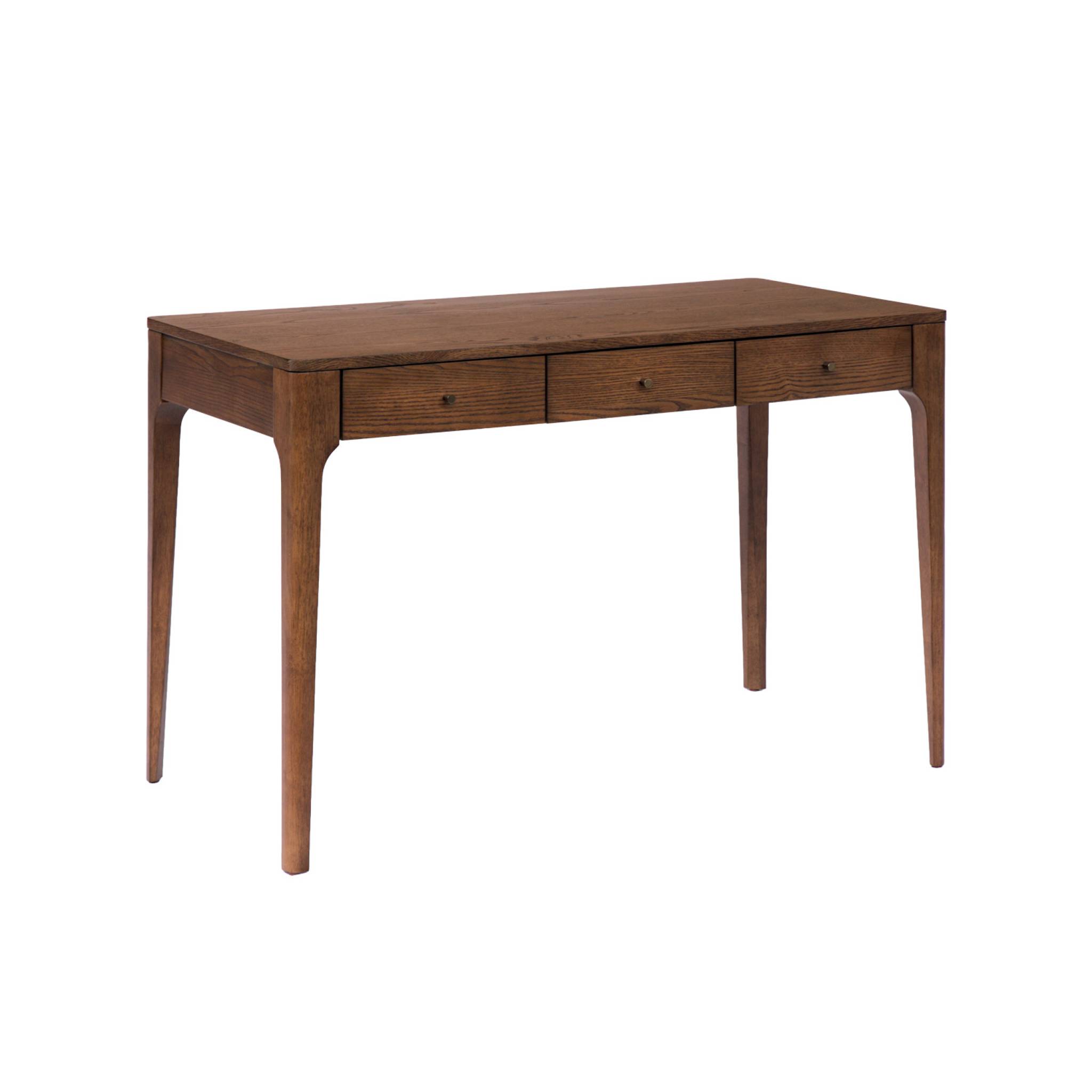 Bureau bois d'hévéa placage frêne 3 tiroirs SIDONIE