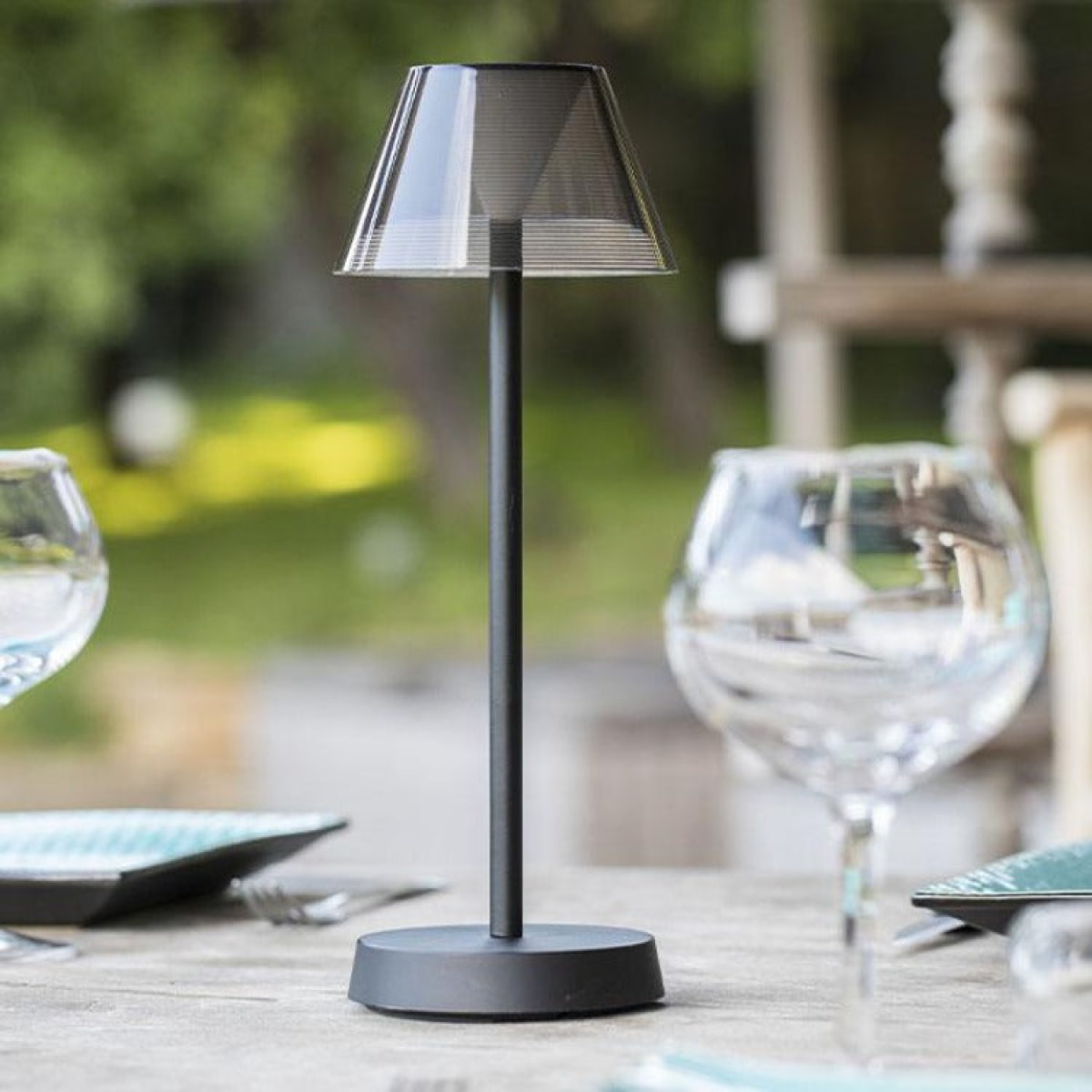 Lampe de table sans fil LED BEVERLY BLACK H34CM