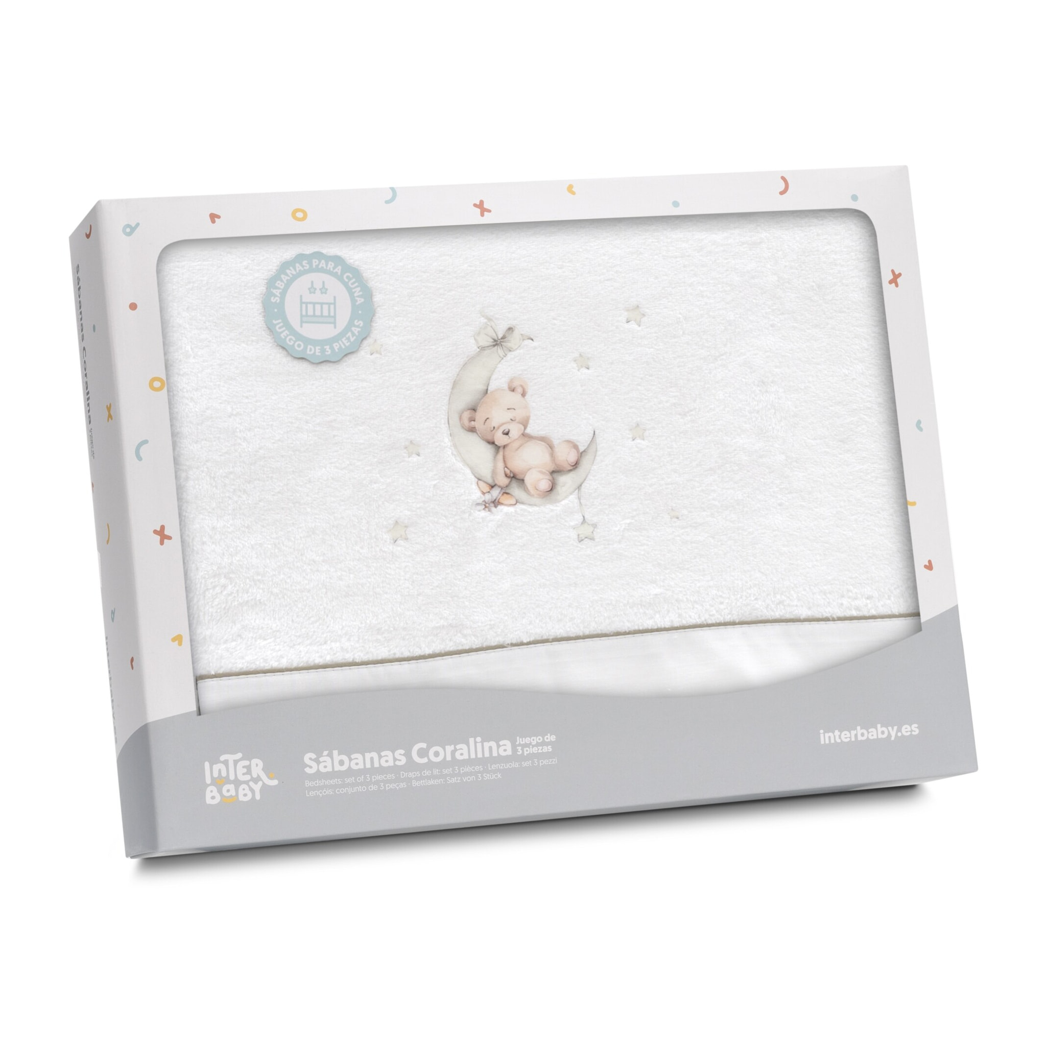 Triptico Coche Coralina Estampado Oso Luna Estrellas Bco/Verde