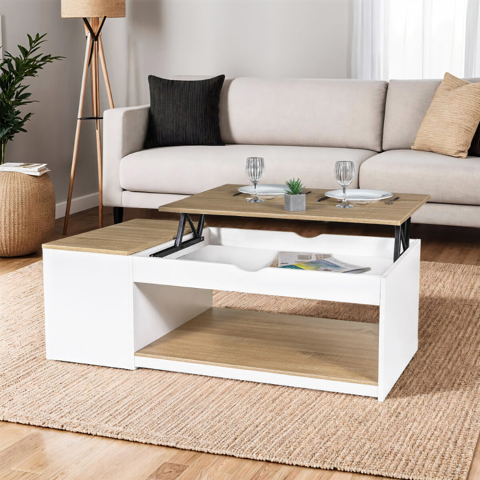Table basse Elina relevable et coffre latéral