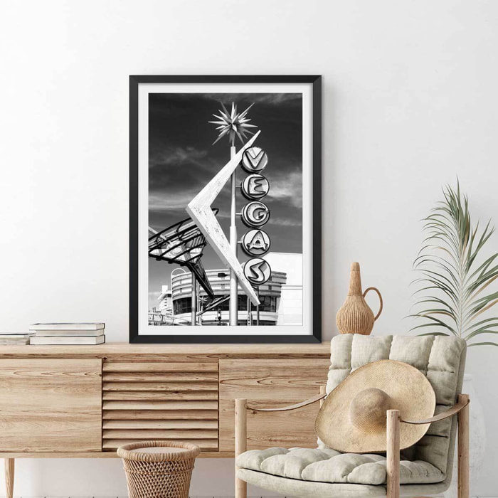 Affiche paysage Vegas vintage Affiche sous cadre noir